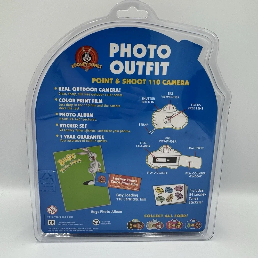 Bugs Bunny Looney Tunes Point & Shoot Camera Sealed Pack W Film & Album New 1998